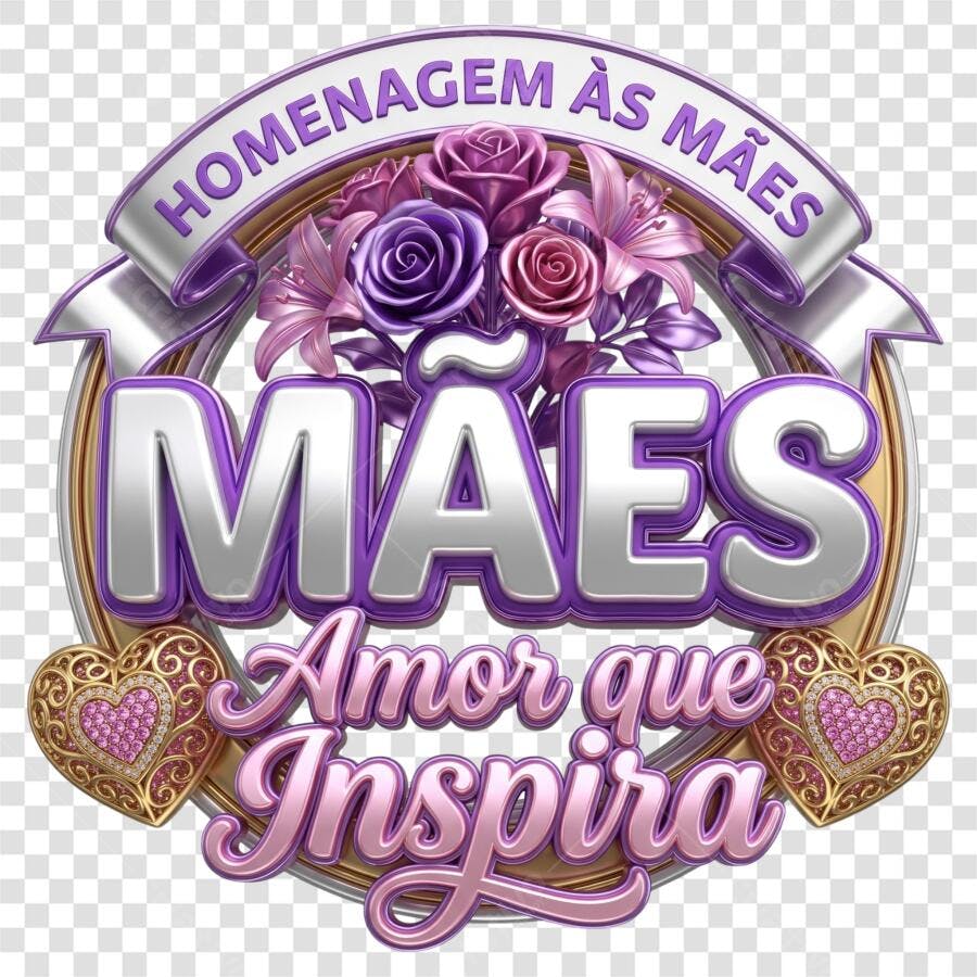 Elemento 3D Dia das Mães Maio Flores Rosas PNG Fundo Transparente