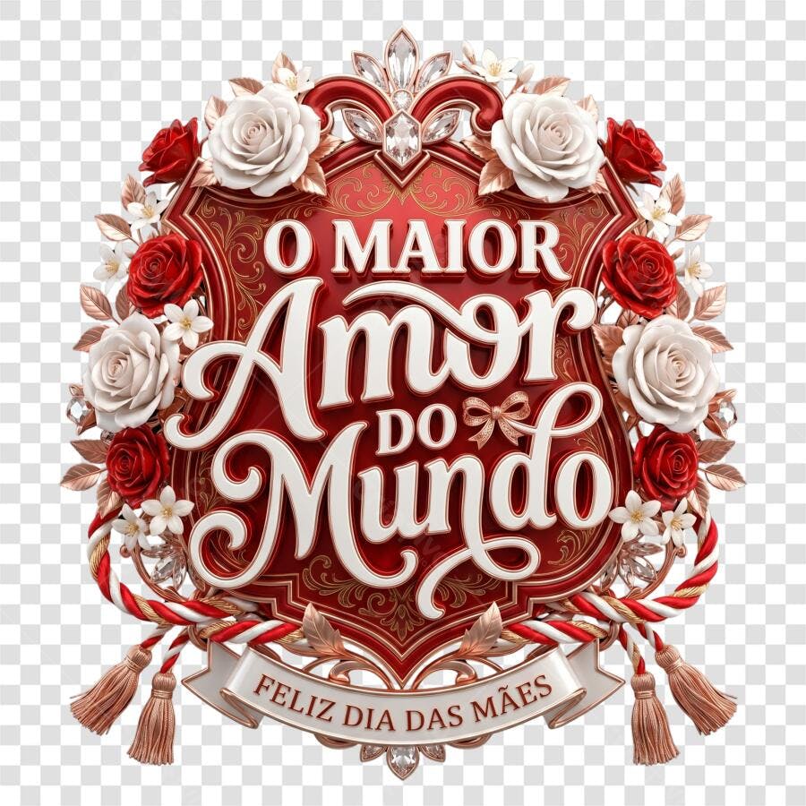 Elemento 3D Dia das Mães O Maior Amor do Mundo PNG Fundo Transparente