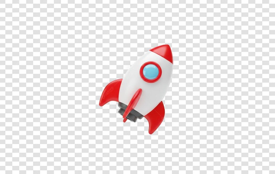 Elemento 3D Foguete Vermelho Branco Azul PNG Fundo Transparente