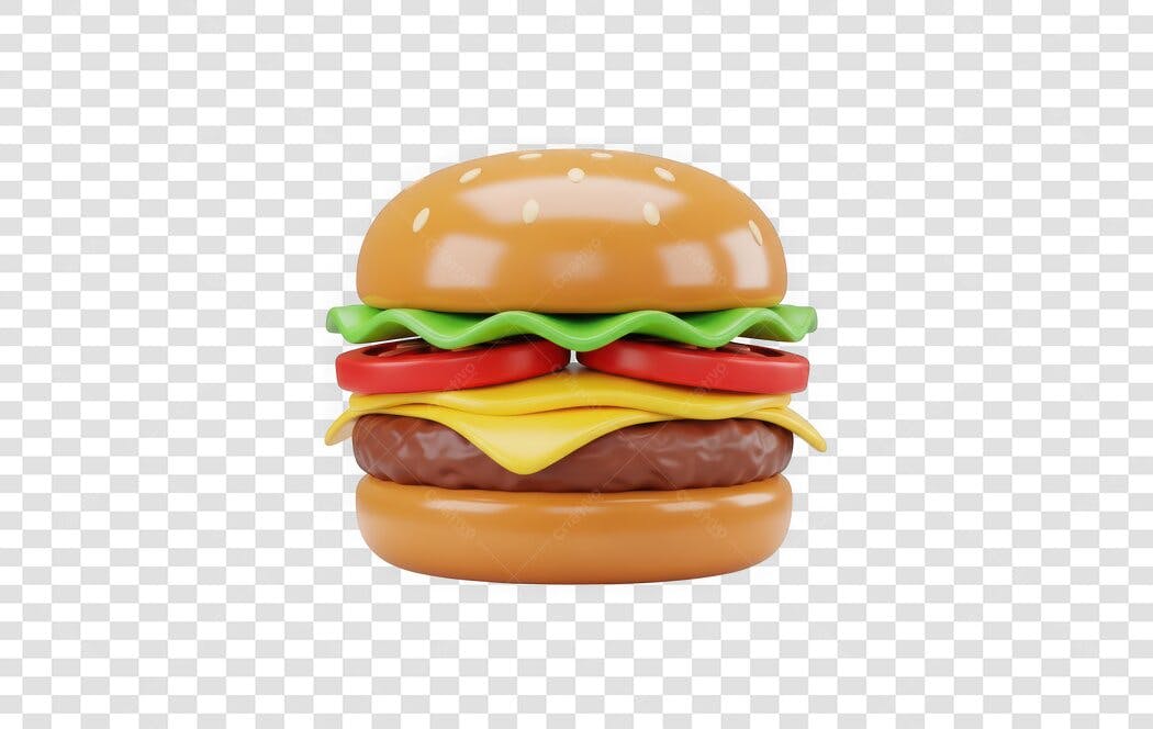 Elemento 3D Hambúrguer Lanche Fast Food PNG Fundo Transparente