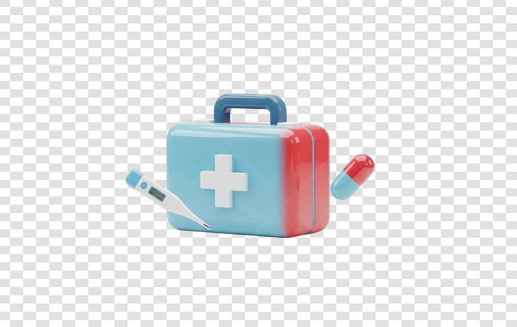 Elemento 3D Kit Médico Primeiros Socorros PNG Fundo Transparente