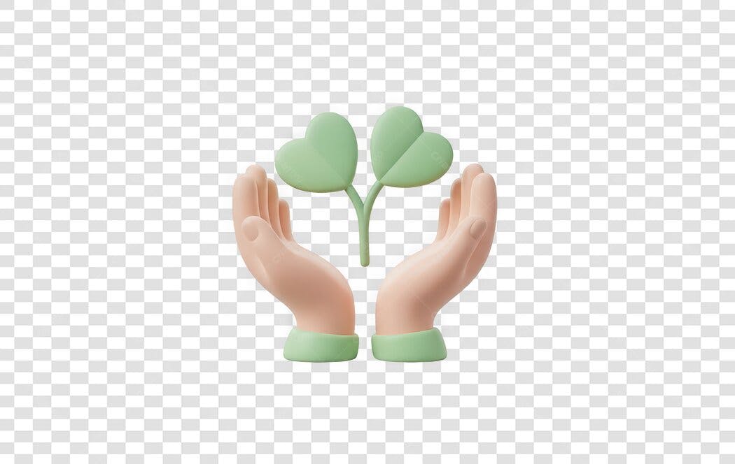 Elemento 3D Mãos Segurando Trevo Verde PNG Fundo Transparente