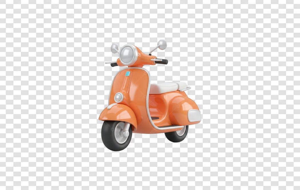 Elemento 3D Moto Scooter Laranja PNG Fundo Transparente