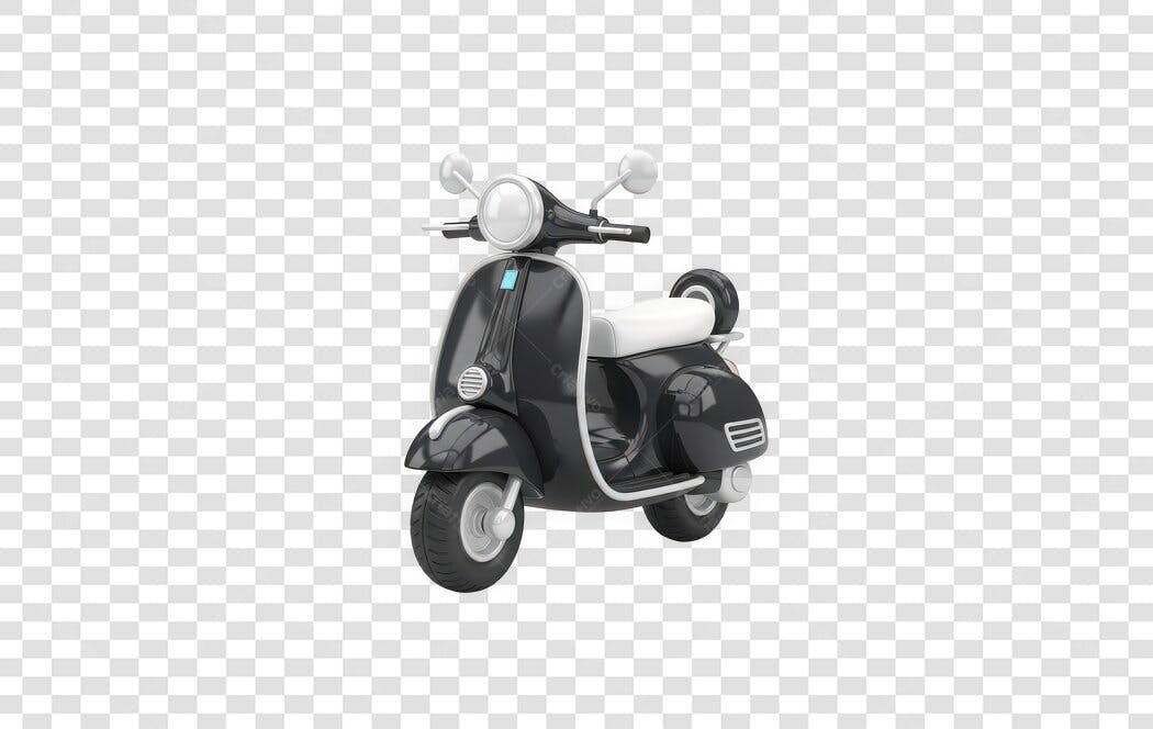 Elemento 3D Moto Scooter Preta Clássica PNG Fundo Transparente