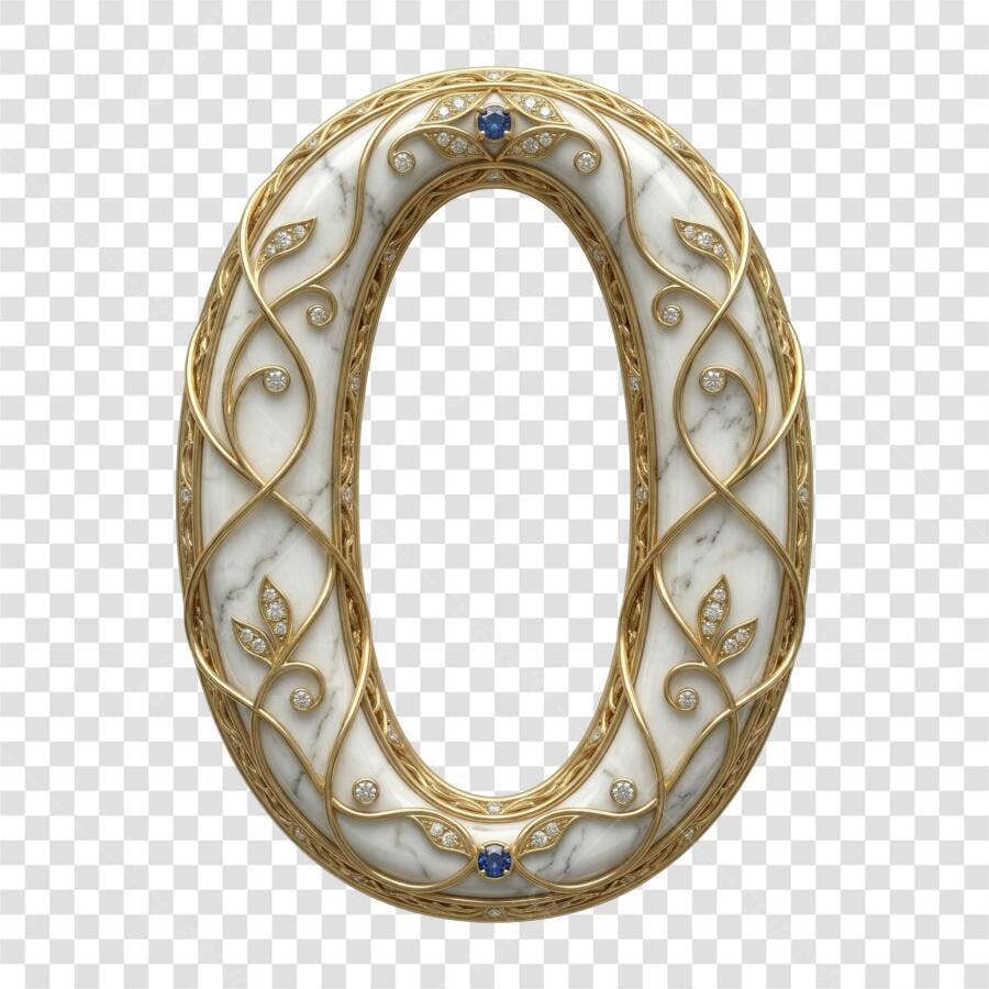 Elemento 3D Número Zero Mármore Dourado PNG Fundo Transparente