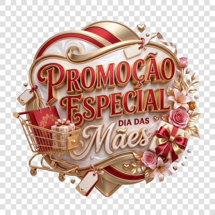 Elemento 3D Promoção Especial Dia das Mães Maio PNG Fundo Transparente