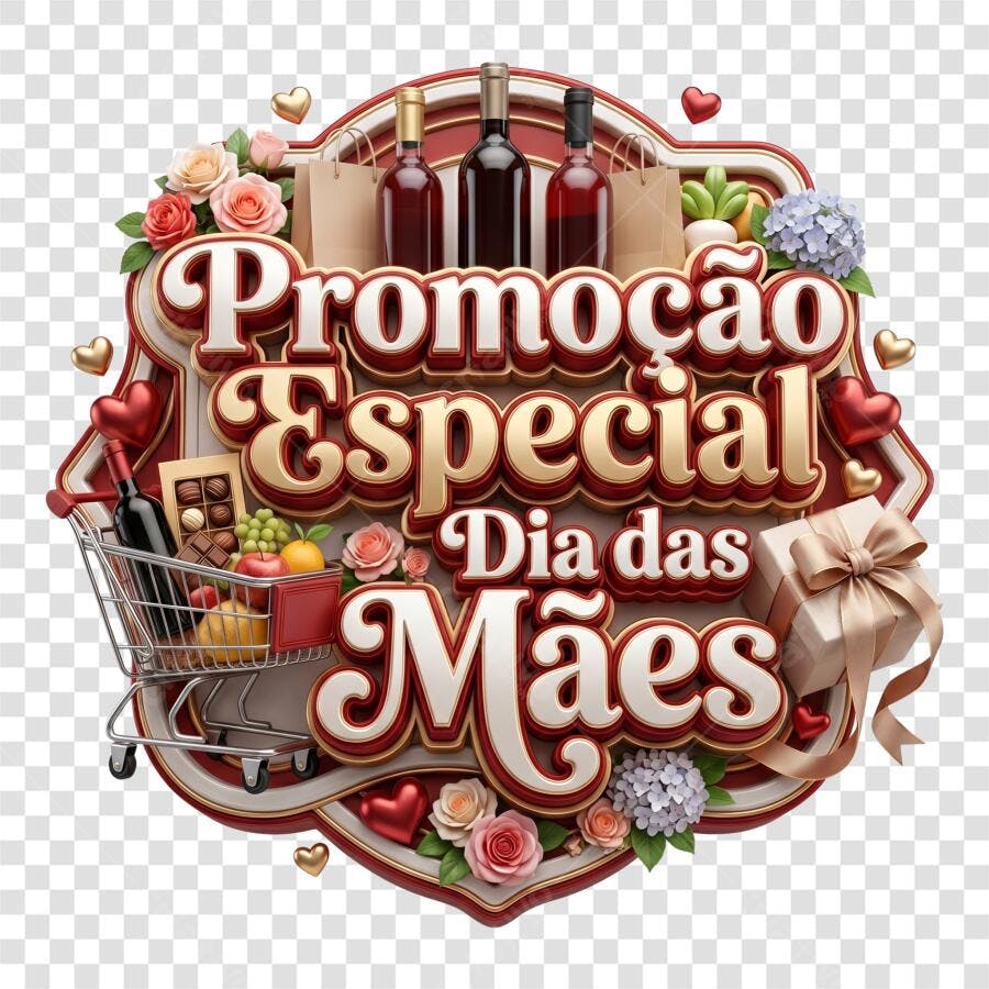 Elemento 3D Promoção Especial Dia das Mães Maio PNG Fundo Transparente
