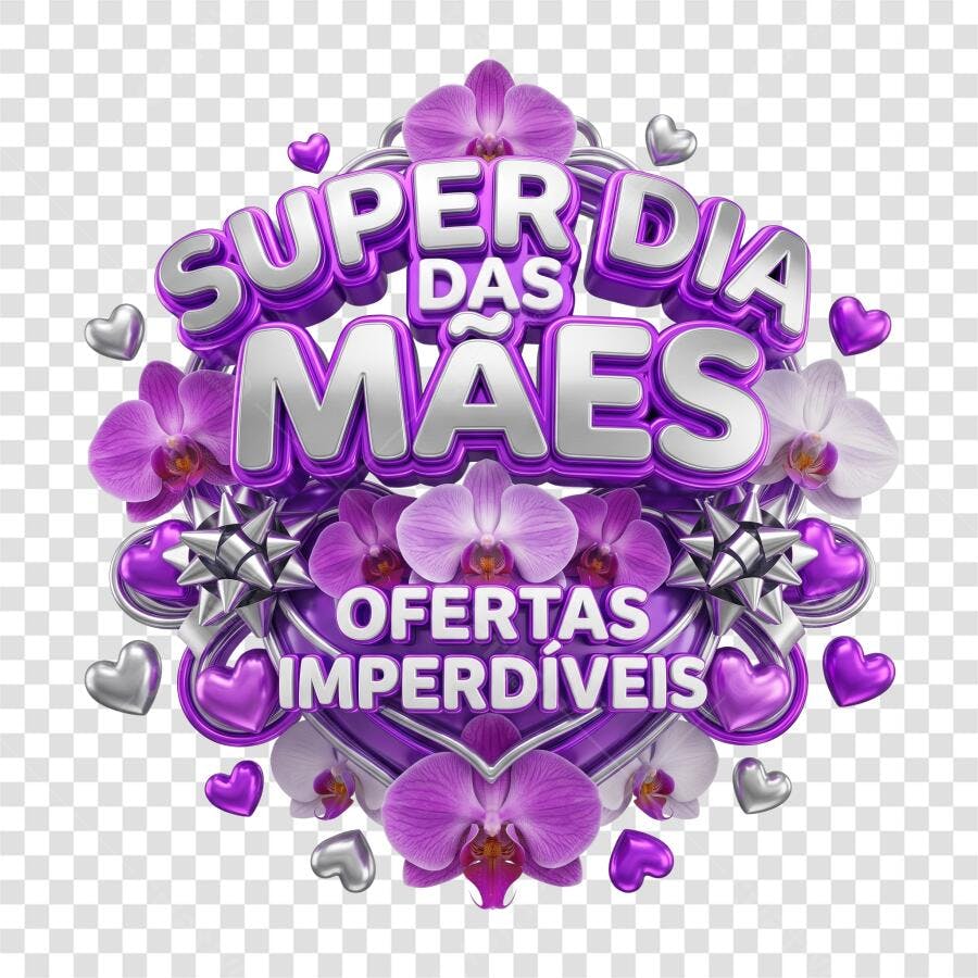 Elemento 3D Super Dia das Mães Ofertas Imperdíveis Maio PNG Fundo Transparente