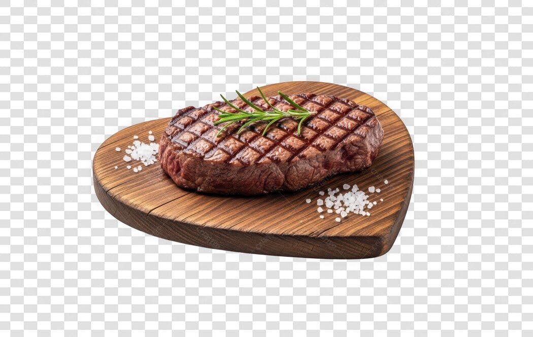 Foto Recortada Bife Grelhado Tábua Coração PNG Fundo Transparente