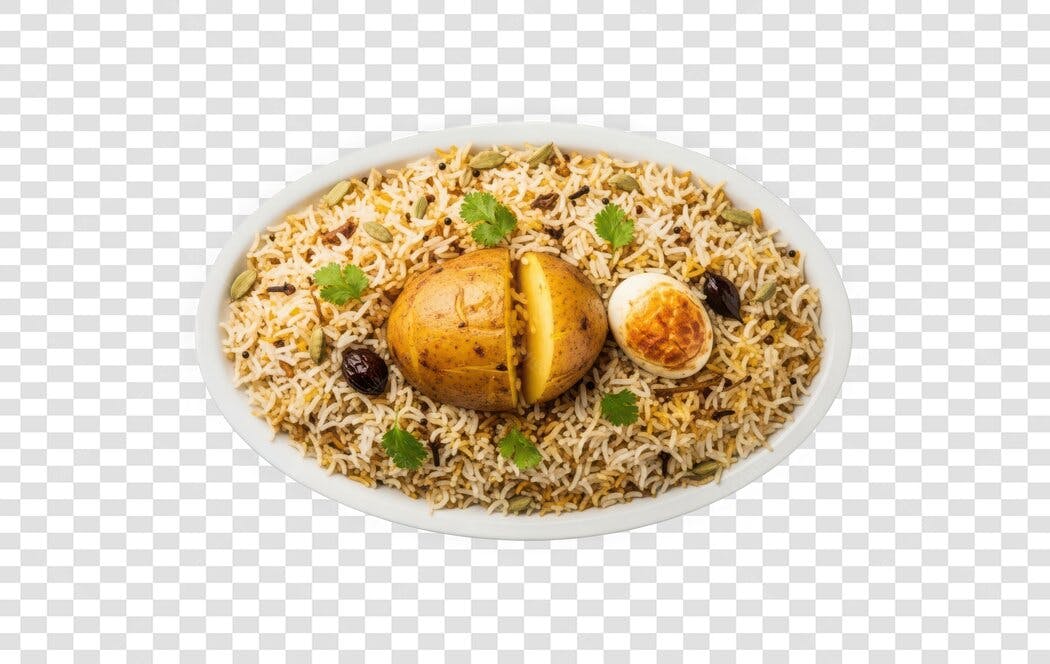 Foto Recortada Biryani Arroz Batata Ovo PNG Fundo Transparente