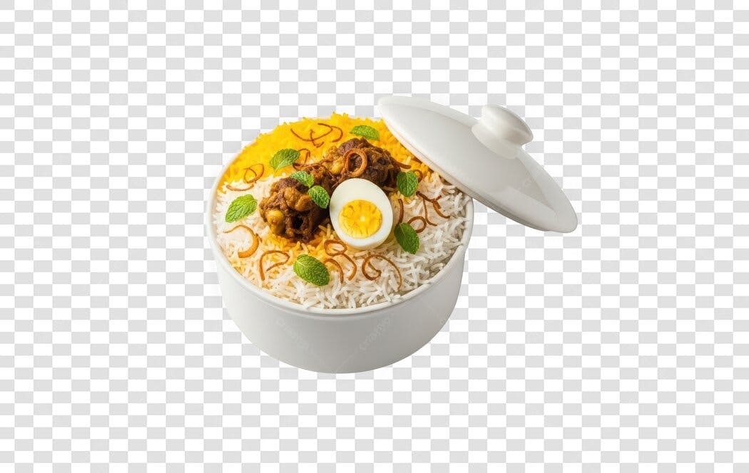 Foto Recortada Biryani Arroz Indiano com Ovo PNG Fundo Transparente
