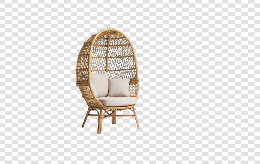 Foto Recortada Cadeira Ovo Rattan Almofadas PNG Fundo Transparente