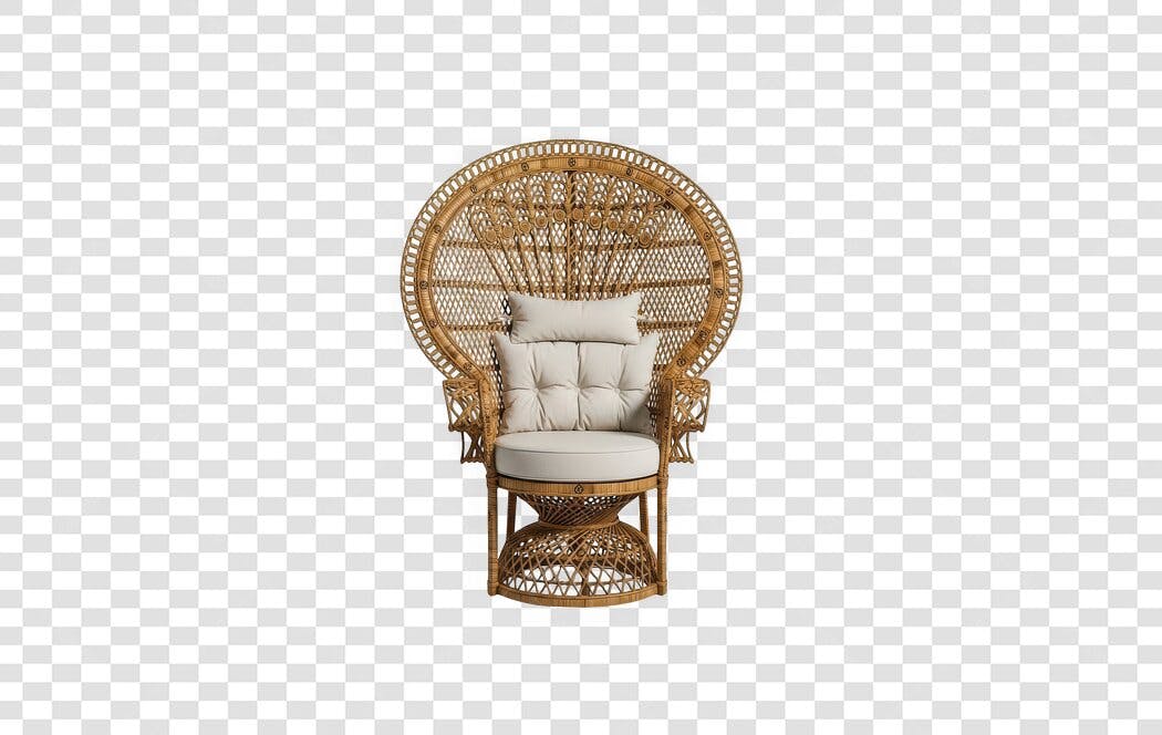 Foto Recortada Cadeira Pavão Rattan Decoração PNG Fundo Transparente
