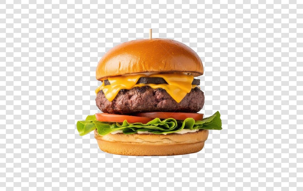Foto Recortada Hambúrguer Queijo Picles PNG Fundo Transparente