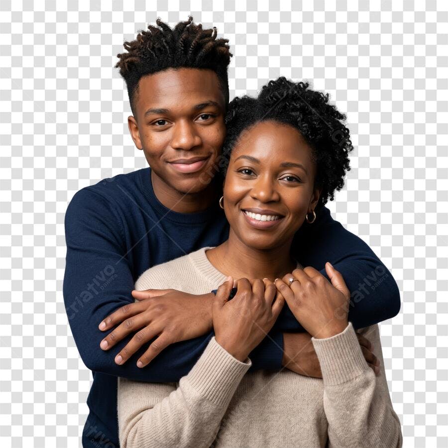 Foto Recortada Jovem Casal Negro Abraçados Sorrindo PNG Fundo Transparente