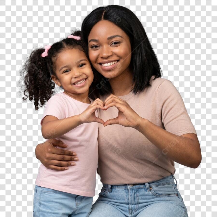 Foto Recortada Mãe e Filha Dia das Mães Maio PNG Fundo Transparente