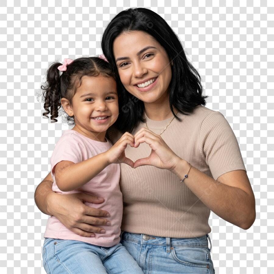 Foto Recortada Mãe e Filha Dia das Mães Maio PNG Fundo Transparente