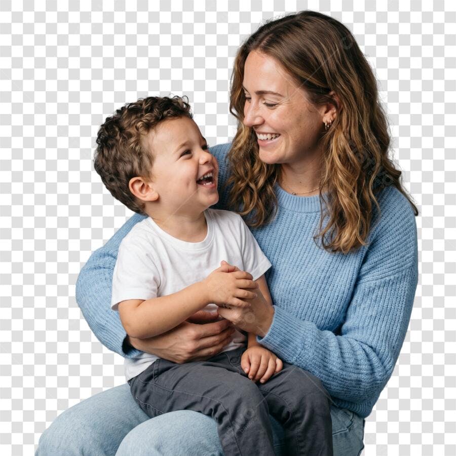 Foto Recortada Mãe e Filho Rindo Dia das Mães PNG Fundo Transparente