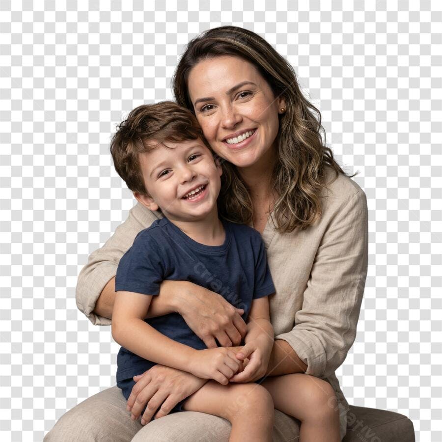 Foto Recortada Mãe e Filho Sorrindo Dia das Mães Maio PNG Fundo Transparente