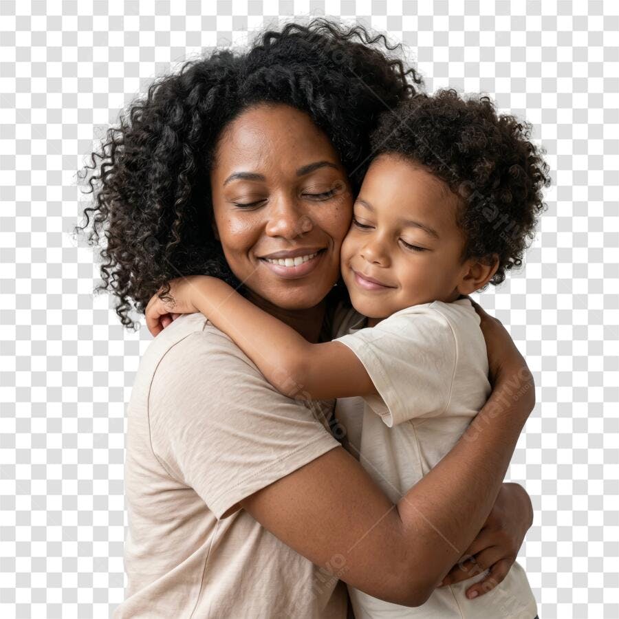 Foto Recortada Mãe Filho Abraço Dia das Mães Maio PNG Fundo Transparente