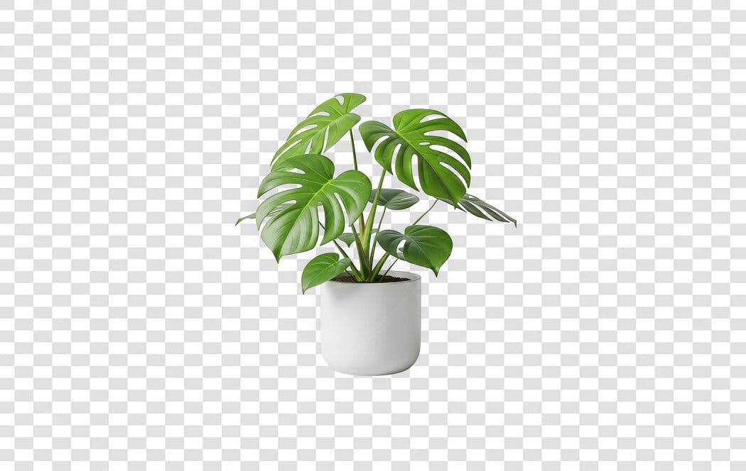 Foto Recortada Planta Costela de Adão Vaso Branco PNG Fundo Transparente