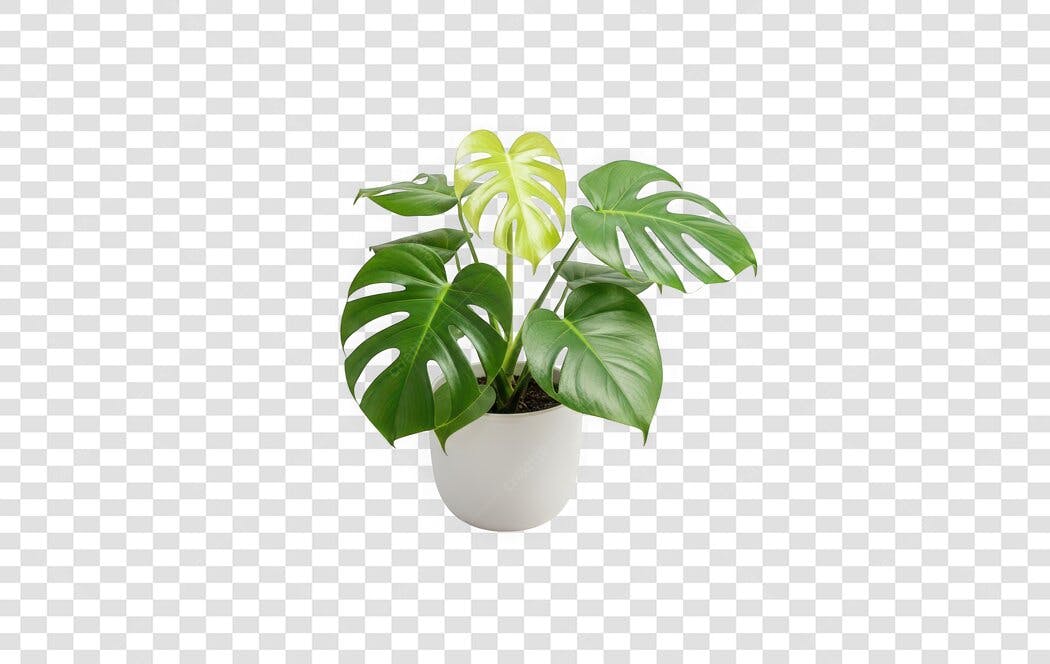 Foto Recortada Planta Costela de Adão Vaso Branco PNG Fundo Transparente