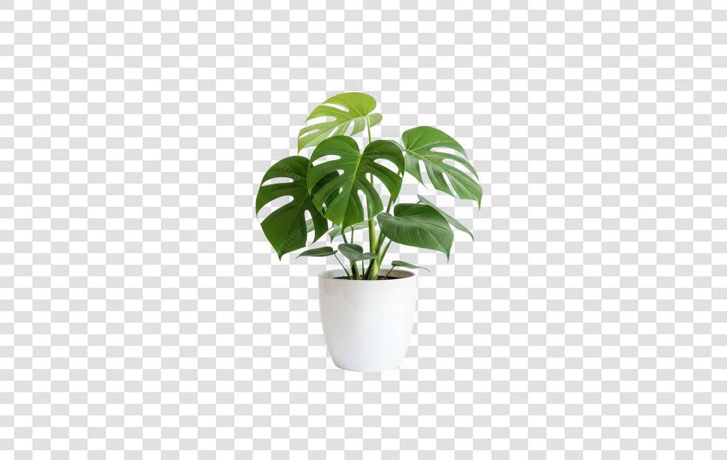 Foto Recortada Planta Costela de Adão Vaso Branco PNG Fundo Transparente