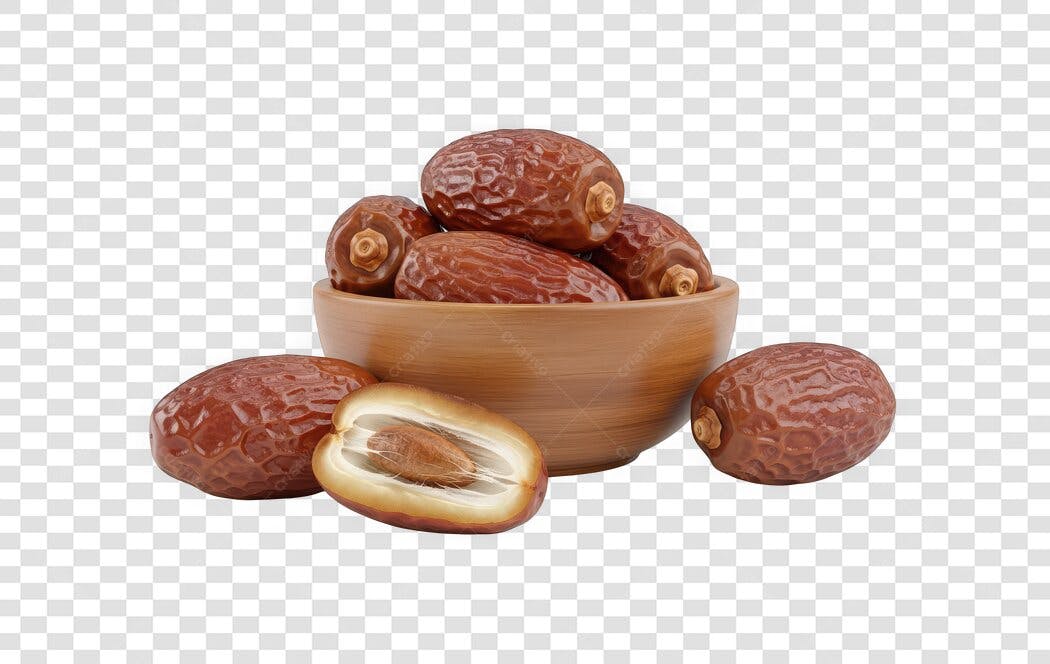 Foto Recortada Tâmaras Fruta Seca Tigela PNG Fundo Transparente