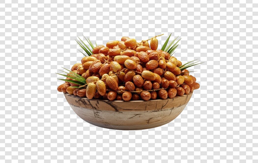 Foto Recortada Tâmaras Frutas Secas Tigela PNG Fundo Transparente