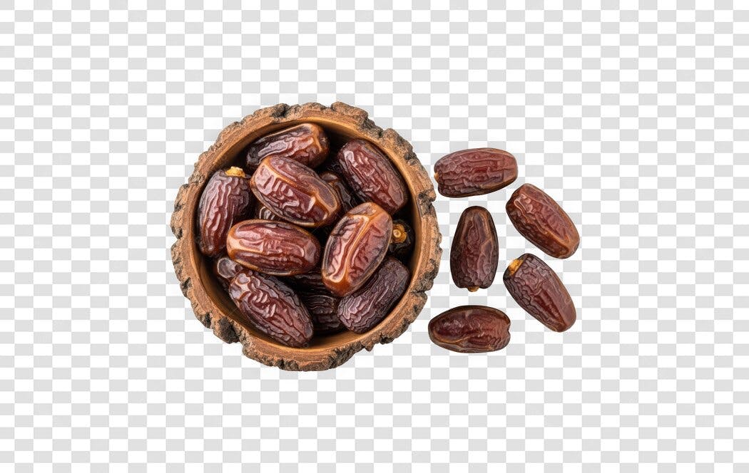Foto Recortada Tâmaras Frutas Secas Tigela PNG Fundo Transparente