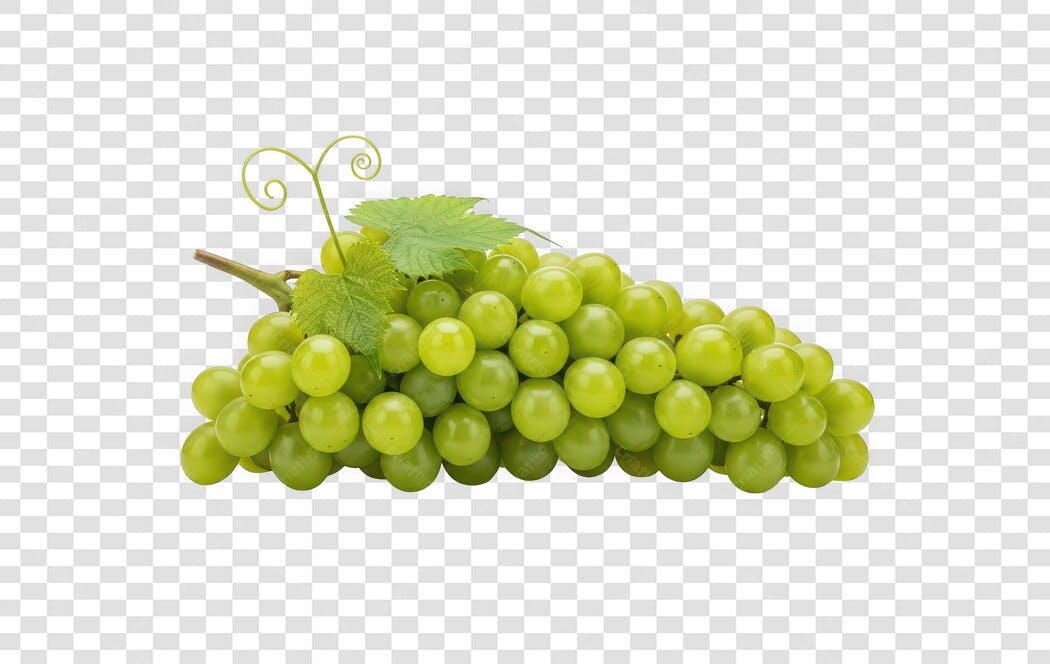 Foto Recortada Uva Verde Cacho Fresco PNG Fundo Transparente