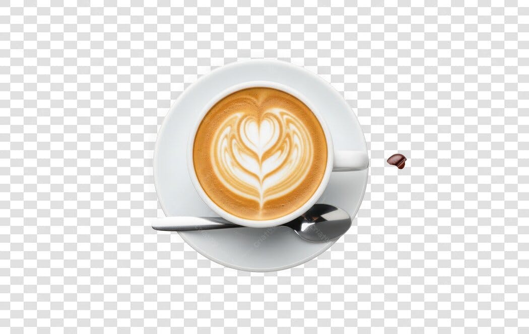 Foto Recortada Xícara Café Latte Art Coração PNG Fundo Transparente