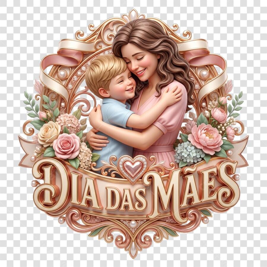 Ilustração Dia das Mães Maio Mãe e Filho PNG Fundo Transparente