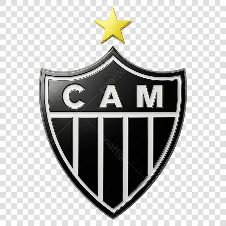Logo Atlético Mineiro CAM Escudo 3D PNG Fundo Transparente