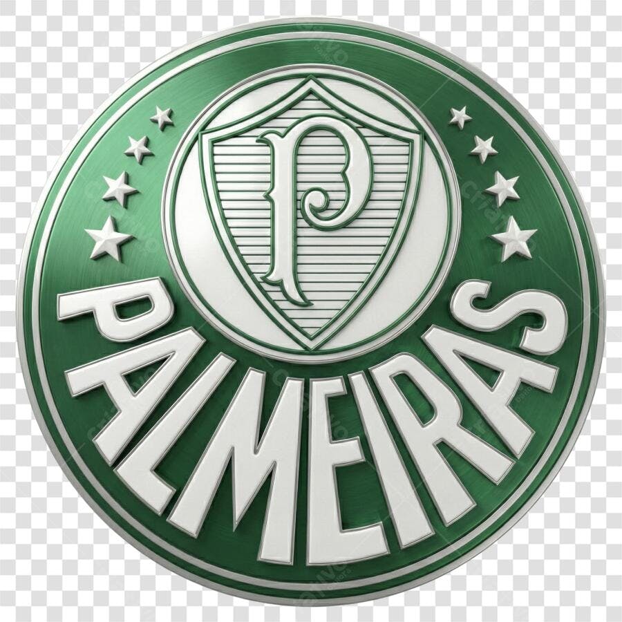 Logo Palmeiras Escudo 3D PNG Fundo Transparente