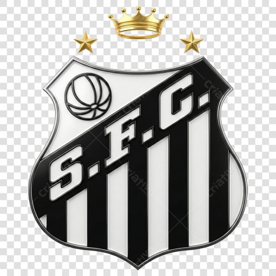 Logo Santos Futebol Clube 3D PNG Fundo Transparente