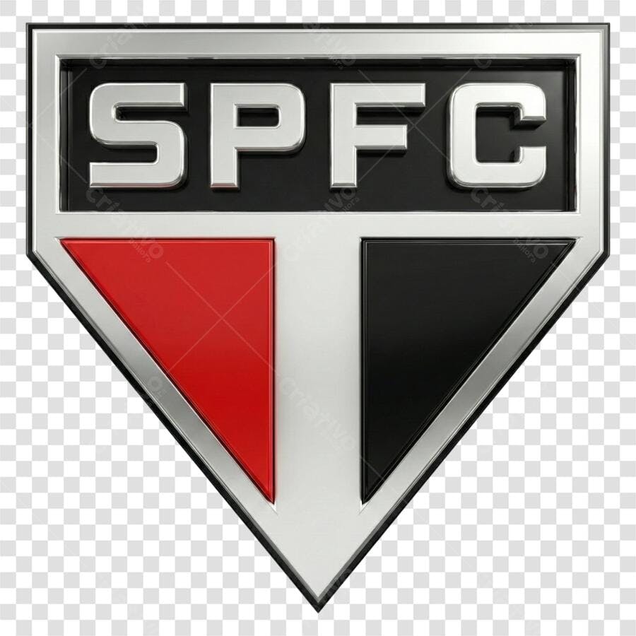 Logo São Paulo FC Escudo 3D PNG Fundo Transparente