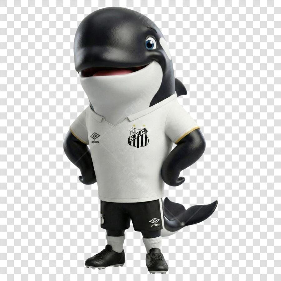 Personagem Ilustrado Baleia Santos Futebol Clube PNG Fundo Transparente