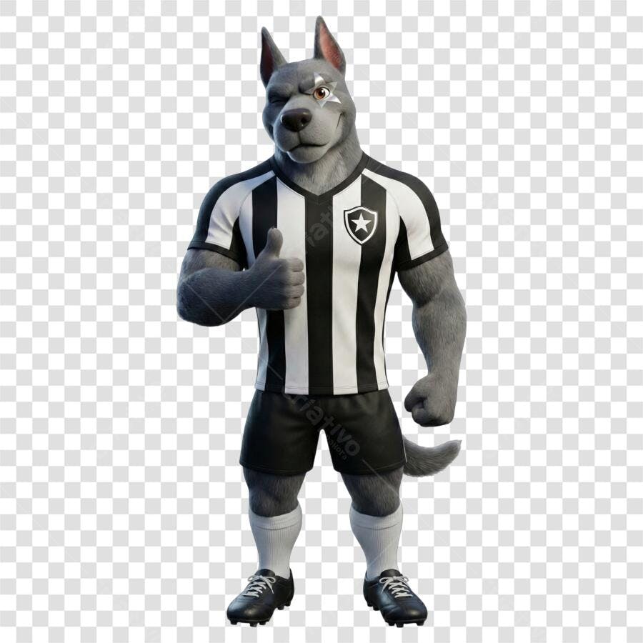 Personagem Ilustrado Cachorro Mascote Botafogo PNG Fundo Transparente