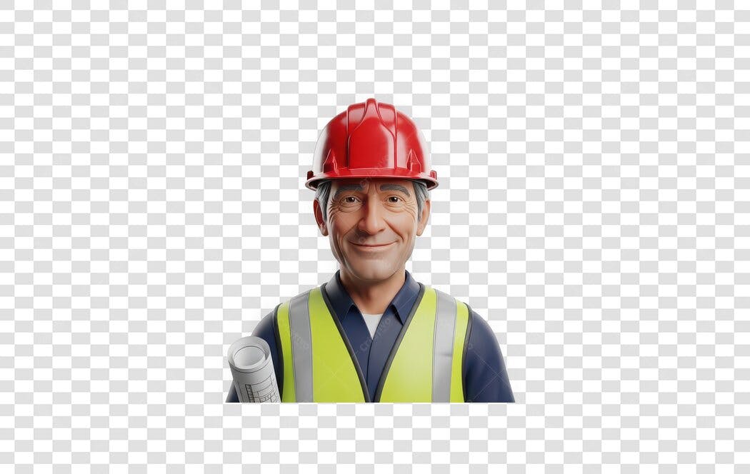 Personagem Ilustrado Engenheiro Homem Capacete PNG Fundo Transparente