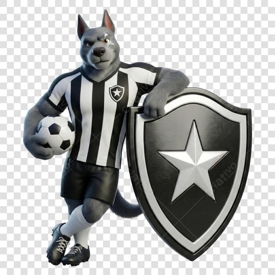 Personagem Ilustrado Mascote Botafogo Futebol PNG Fundo Transparente