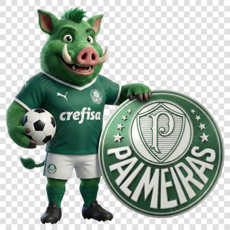Personagem Ilustrado Porco Palmeiras Futebol PNG Fundo Transparente