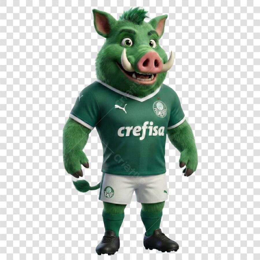 Personagem Ilustrado Porco Verde Palmeiras PNG Fundo Transparente