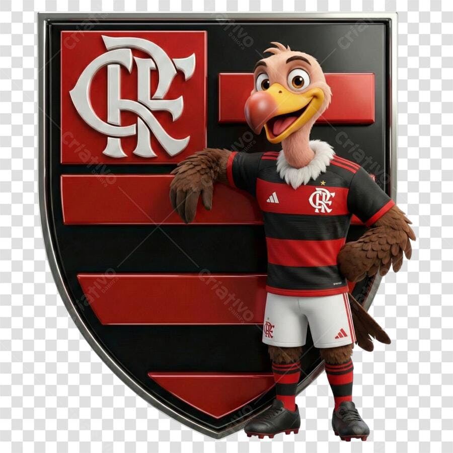 Personagem Ilustrado Urubu Flamengo Mascote PNG Fundo Transparente