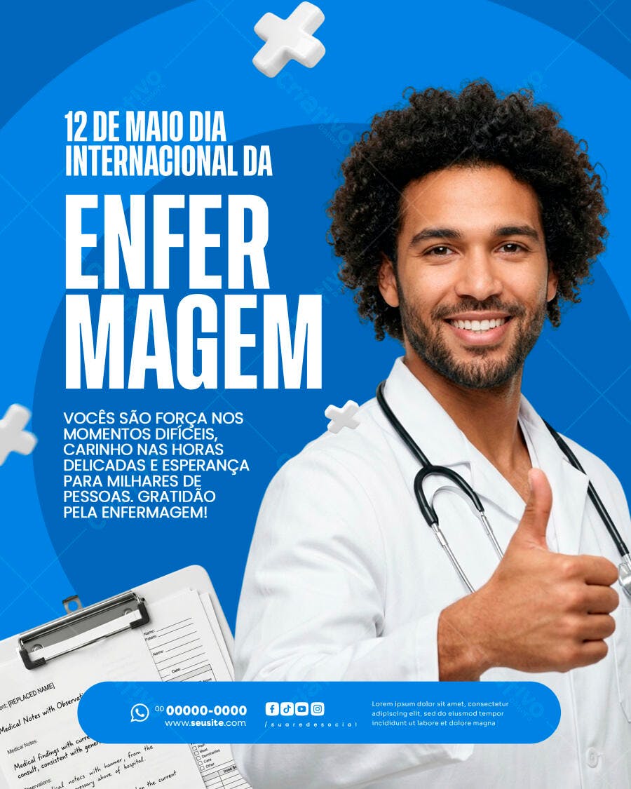 Post Instagram Dia da Enfermagem 12 de Maio PSD Editável