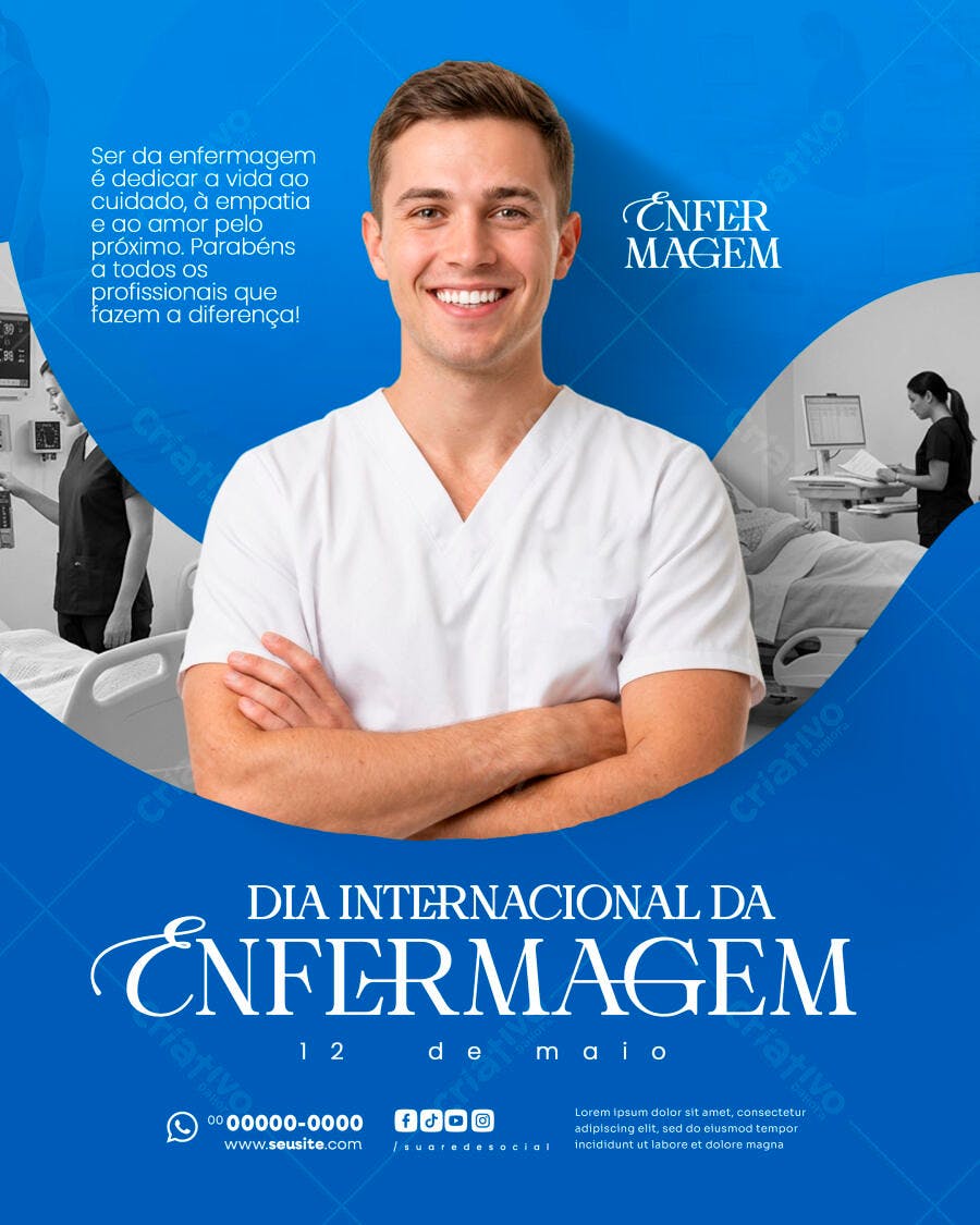 Post Instagram Dia Internacional da Enfermagem 12 de Maio PSD Editável