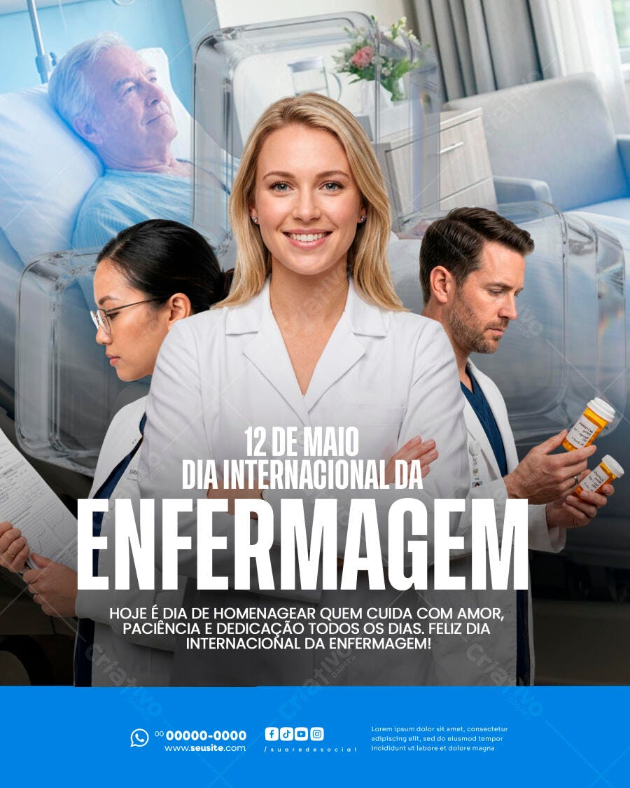 Post Instagram Dia Internacional da Enfermagem 12 de Maio PSD Editável