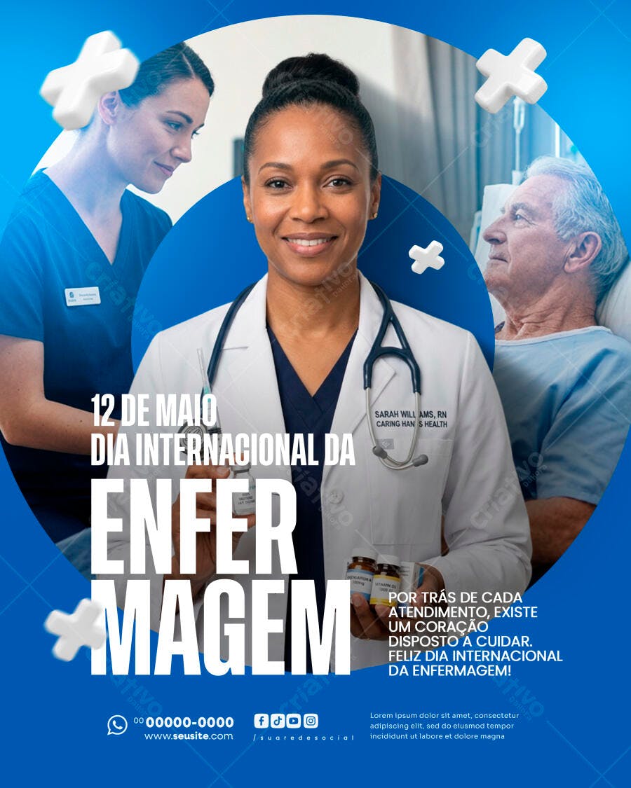 Post Instagram Dia Internacional da Enfermagem PSD Editável