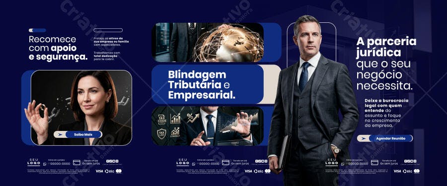 Banner Jurídico Advocacia Blindagem Tributária PSD Editável