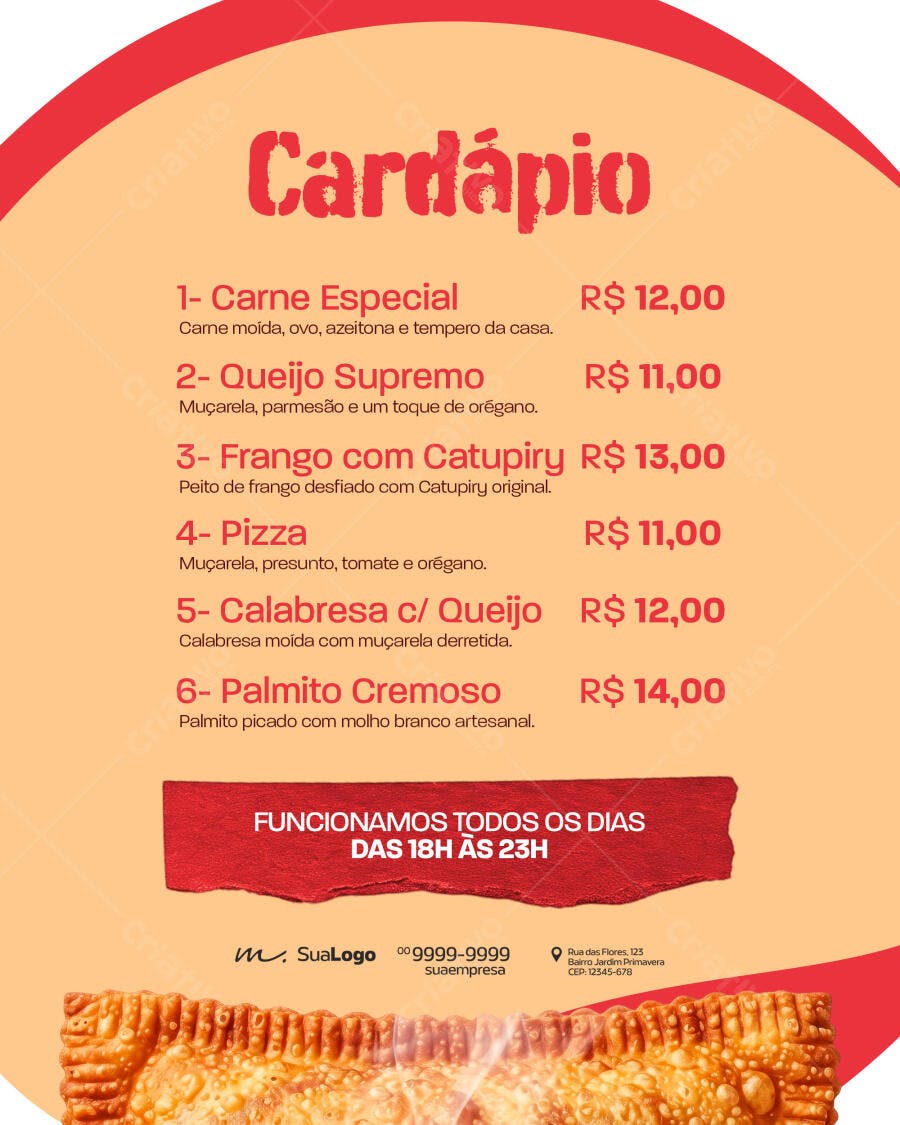 Cardápio Digital Pastelaria Lanchonete PSD Editável